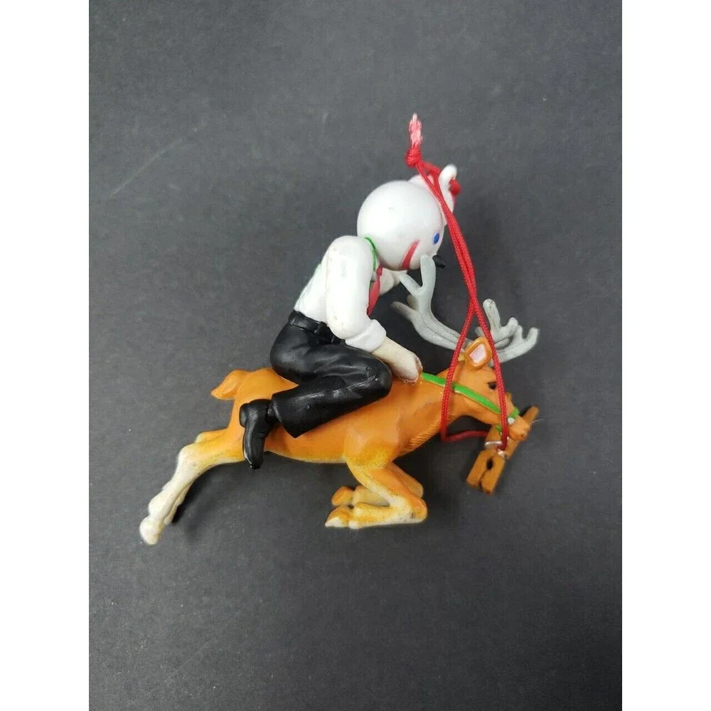 JACK In The Box Santa Ornament Riding Reindeer Antlers Vintage Christmas Ad
